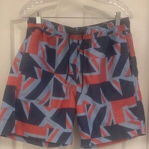 Ben Sherman Red, Navy & Light Blue Abstract Print Pull-On Shorts